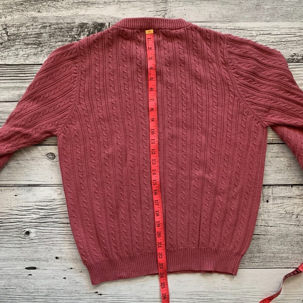 Vintage 90s Cable Knit Sweater M Pink Tradition Country Collection 80s Crewneck - Picture 12 of 14
